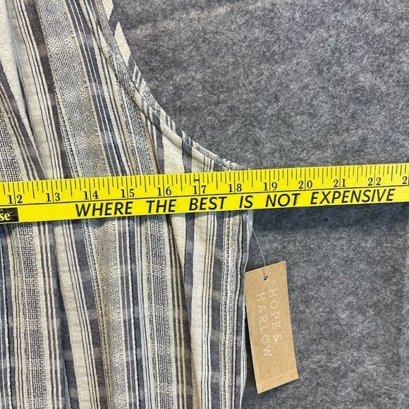 NWT HOPE AND HARLOW Shift Dress Women's Size 10 Pale Blue Cream Striped Halter - Picture 8 of 15